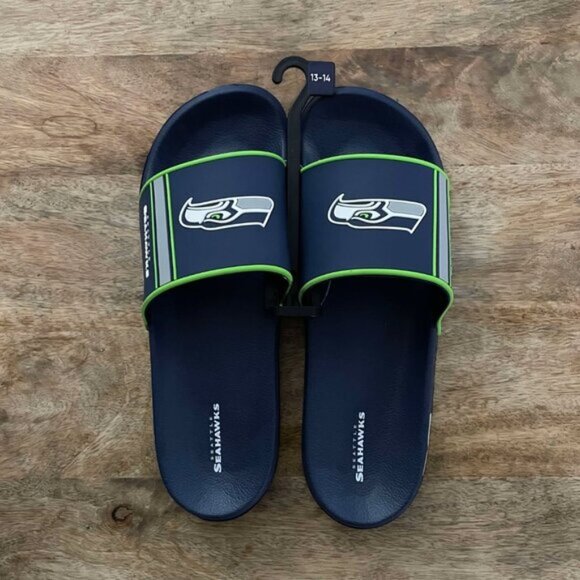 NEW 11-12 Men's Seattle Seahawks Slides - Picture 1 of 4